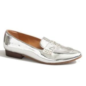 J. Crew metallic silver loafers!